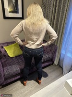 Inked MILF. Jeans Strip Free Pic 2