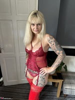 Inked MILF. Red Thight High Boots Free Pic 3