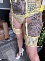 Inked MILF. Sexy Yellow Lingerie Free Pic 2