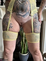 Inked MILF. Sexy Yellow Lingerie Free Pic 17
