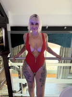 Inked MILF. Creaming my tanned tits Free Pic 5