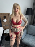 Inked MILF. Hot in Red Lingerie Free Pic 6