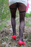 Kyras Nylons. Pink Dress Outdoors Pt3 Free Pic 11
