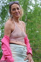 Kyras Nylons. Pink Dress Outdoors Pt3 Free Pic 14