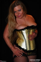 Luscious Models. Curvy Meile Gold Corset & Black Fishnet Stockings Pt2 Free Pic 5
