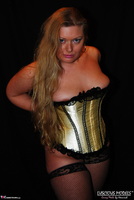 Luscious Models. Curvy Meile Gold Corset & Black Fishnet Stockings Pt2 Free Pic 6