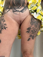Inked MILF. Yellow Party Dress Free Pic 17