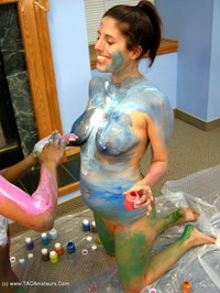 Lesbian Messy Body Paint featuring Lavender Rayne