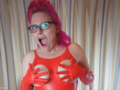 Mollie Foxxx - Red Rubber Dress Gallery