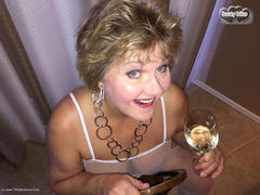 Busty Bliss - White Mesh  Black Pumps Gallery