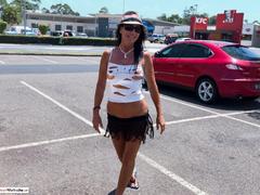 Roxeanne - Walking round town with nipples showing Gallery