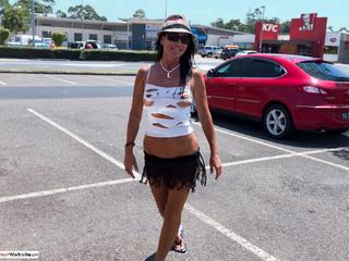 Roxeanne - Walking round town with nipples showing