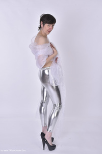 Shiny Silver Leggings featuring Hot Milf