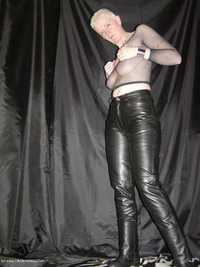 Skintight Leather Trousers Pt1 featuring Tiffany Pearl