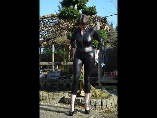 Hot Milf - Outside In My Wet Look Catsuit Gallery