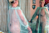 Hot granny Sparkle in a see through night dress featuring Sparkle Free Pic 1