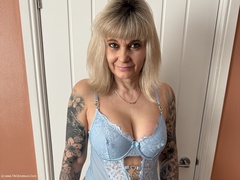 Inked MILF - Denim Dress Sexy Lingerie and High Heels Gallery