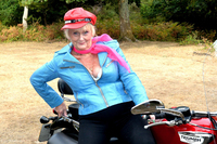 Leather GILF on a motorbike featuring Sparkle Free Pic 1