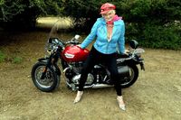 Leather GILF on a motorbike featuring Sparkle