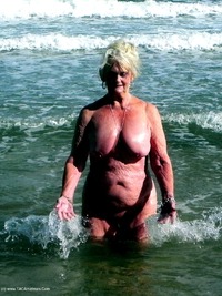 Granny Sparkle Gets Naked At The Beach featuring Sparkle