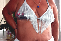 Silver Tassle Bikini Strip featuring Princess Peachy Free Pic 1