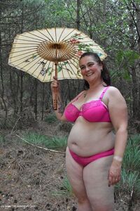 Flashing my naked tits in the woods featuring Cheeky Dee